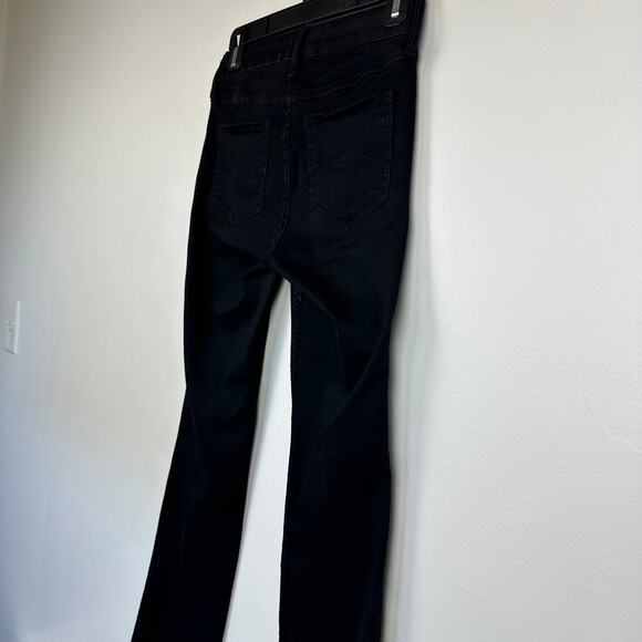 Abercrombie & Fitch Womens Straight Leg Mid Rise Fringe Hem Ankle Black Jeans 0S - Picture 7 of 10